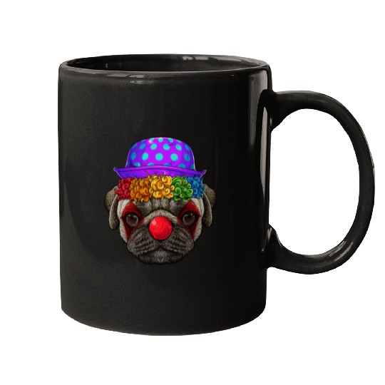 Pug Lover Funny Clown Pug Circus carnivals Costume Dog Theme Party7 Pugs Dog Mugs