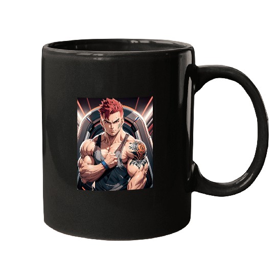 Anime Gym Workout Manga Japanese Motivation Design Print 2 Mugs