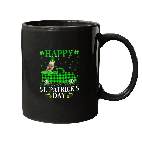 buffalo plaids Green Truck Barn Owl Bird St Patricks Day Mugs