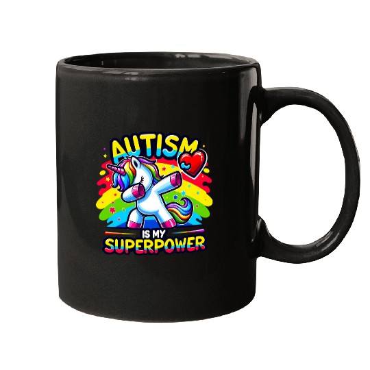 Autism Is My Superpower Dabbings Unicorns autism awareness Mugs
