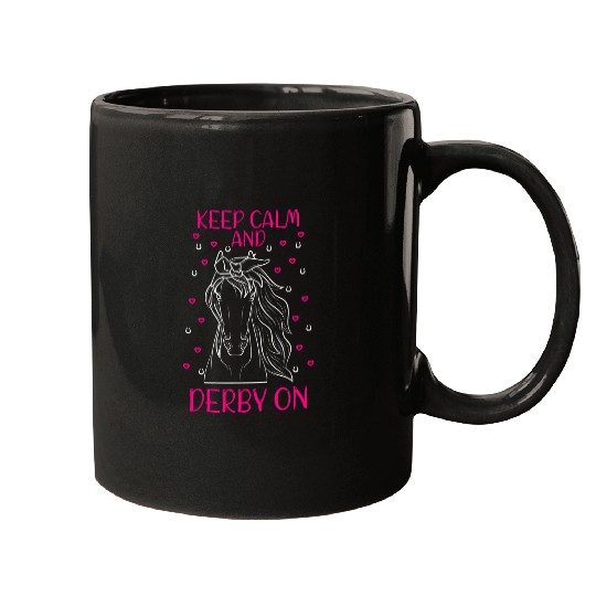 Fun Keep Calm Derby On Joke Saying Horse Owner Lover Jockey Mugs