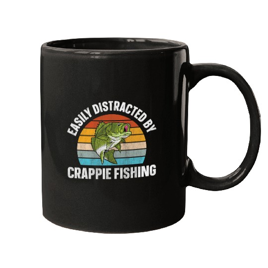 Fishing Crappie Fish Retro Easily Distracted By Crappie Fishing Fisher Mugs