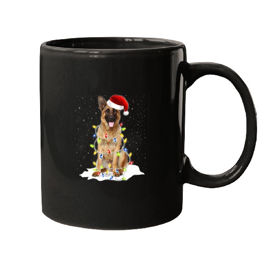 GSD Santa Hat Christmas Lights xmass Funny449 German Shepherd Dog Dog Mugs