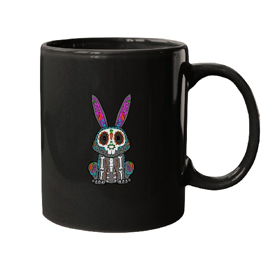 Skeletons Skulls Rabbit Day Of Deads Mexican Bunny Lover Rabbit Sugar Skull Mugs