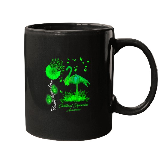 Flamingo Faith Hope Love Childhood Depression Awareness Mugs