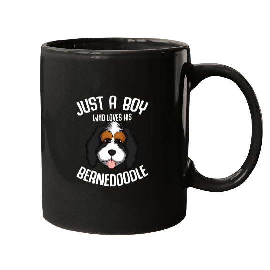 Just a Boy Who Loves His Bernedoodle Dog Boy Kids Mugs
