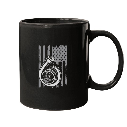 American Turbo Flag July 4th Tuner Car Racing Drifting Lover Mugs