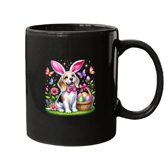 Cute Bunny Beagle Dog Easter Eggs Basket Easter Day Delight Mugs
