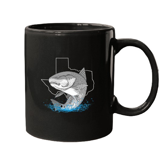 Funny Drummer Fishing Redfish Fishing Red Drum Tailing Texas Gulf Coast Redfishing Fisher Mugs