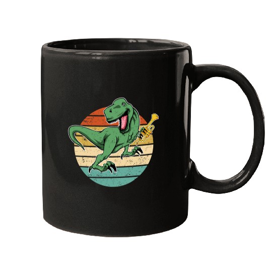Funny Trumpet Funny Trumpet Player Graphic Tee Trumpeter I Dinosaur TRex 6 Mugs