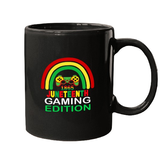 Black History Rainbow Juneteenth 1865 Gamer Gifts Mugs
