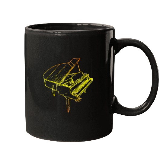 Funny Piano Music Gift Concert Pianist Orchestra Wings Piano Mugs