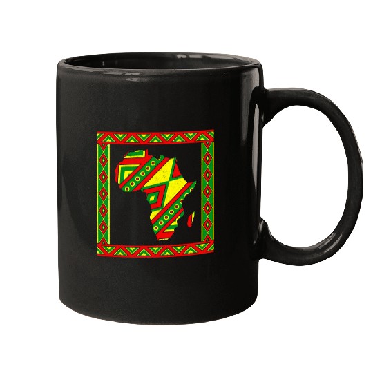 Black History Month Kente African Map Juneteenth Mugs