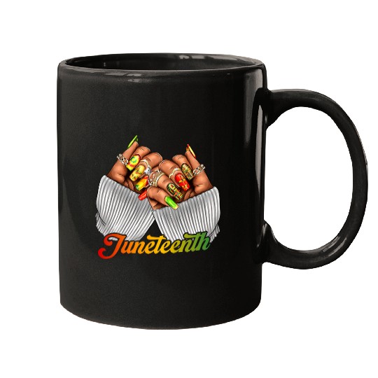 Black Woman Juneteenth Nails Afro Woman Hands Black History Mugs