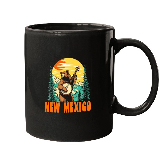 Funny Banjo New Mexico Banjo Picking Bear Outdoor Music Lover Mugs