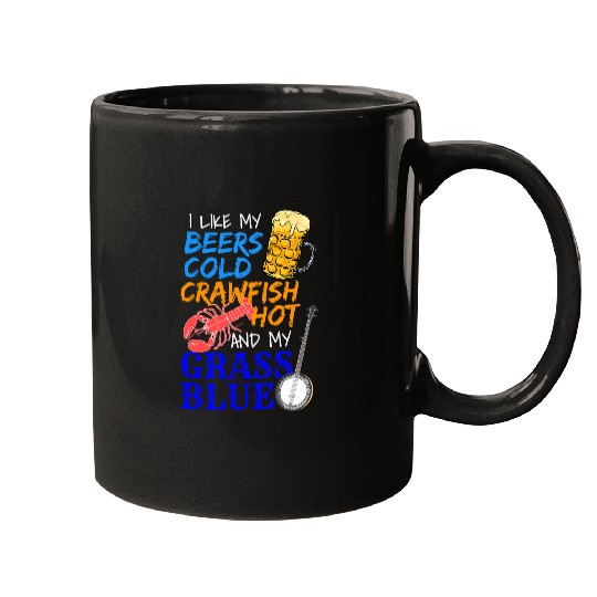 Funny Banjo Cold Beer Drinker Cajun Crawfish Banjo Music Bluegrass Mugs