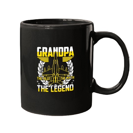Grandpa Jet Fighter Pilot Air Aircraft Mugs