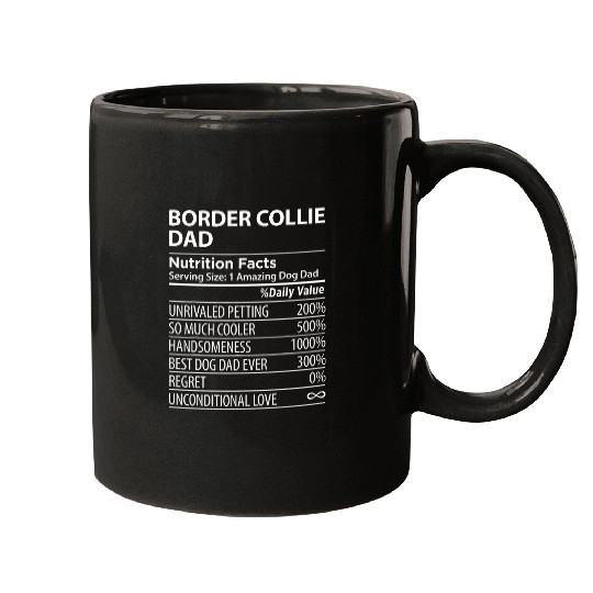 Border Collie Dad Nutrition Facts Funny Border Collie Mugs