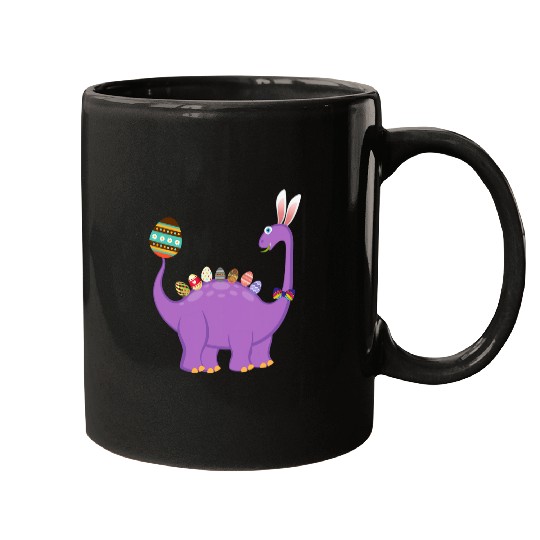 Brontosaurus Bunny Ears Egg Easter Day Dinosaur Dino Boys 2 Mugs