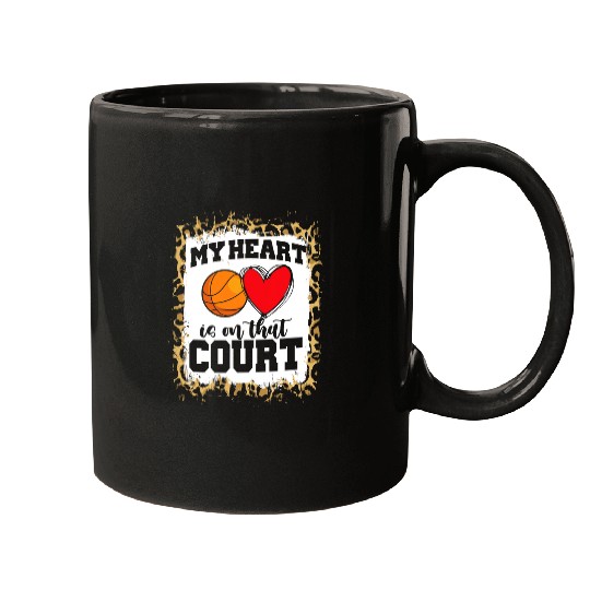 Funny Basketball Game Day Women Leopard Cheetah Mugs