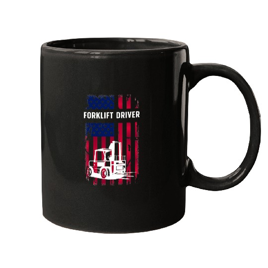 Forklift Driver American Flag Forklift Operator Mugs