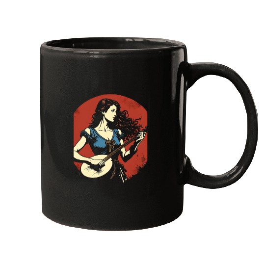 Funny Banjo Mountain Mama Banjo Girl Beautiful Hippie Woman Bluegrass Mugs