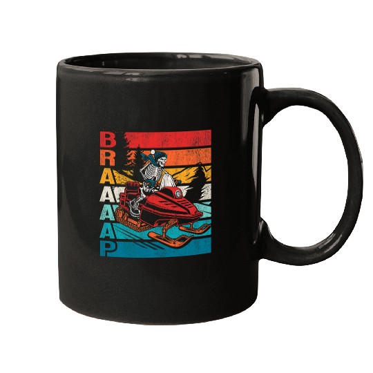 Braap Retro Snowmobiling Skeleton Mugs