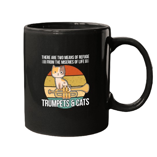 Funny Trumpet Lover Cat Lover Trumpet Player Saying Trumpeter And Cat Enthusiast 6 Mugs