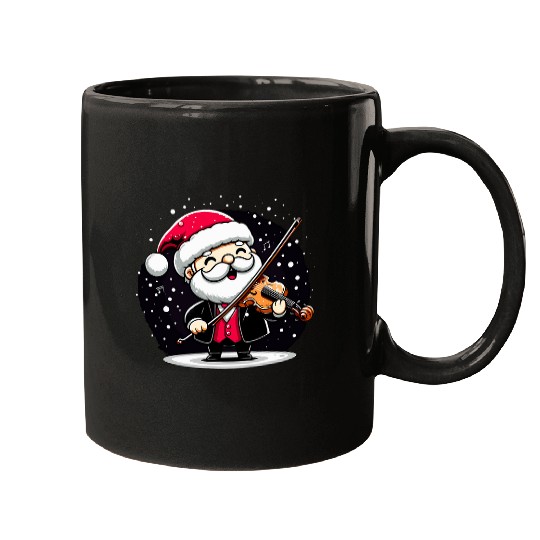 Funny Violin Santa playing the violin in an orchestra wearing sunglasses 21 Mugs