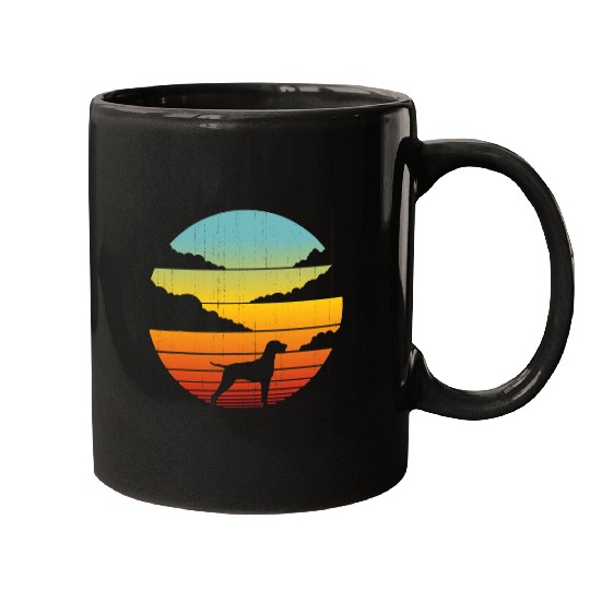 Dog Vizsla Retro vintages 60s 70s Sunset Dog Lovers Men Women 3 Mugs