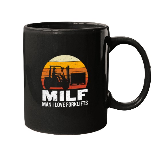 Funny Man I Love Forklifts American Flag Forklift Operator Mugs