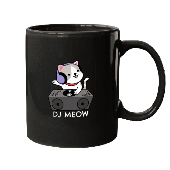 Funny Techno Rave Cat Hause Music DJ MEOW Cat Deejay Kitty Mugs