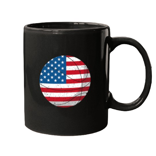 Funny Basketball American Flag 4th of July USA Sports Team Players Mugs