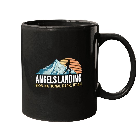 Hiking Hiker Angels Landing Hiking Trail vintages Zion National Park Utah Hike Mugs