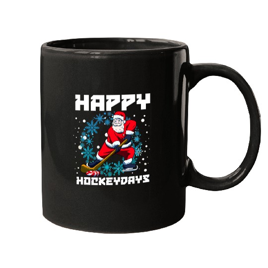Sport Hockey Santa Playing Ice Hockey Happy Hockey Days Mugs