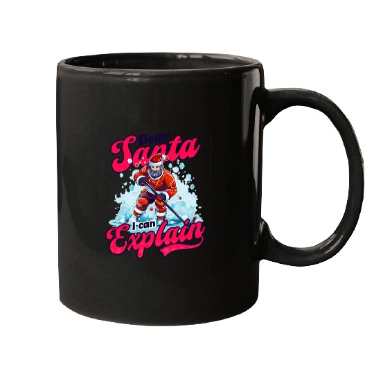 Sport Hockey Santa I Can Explain Design Christmas Ice Hockey Mugs