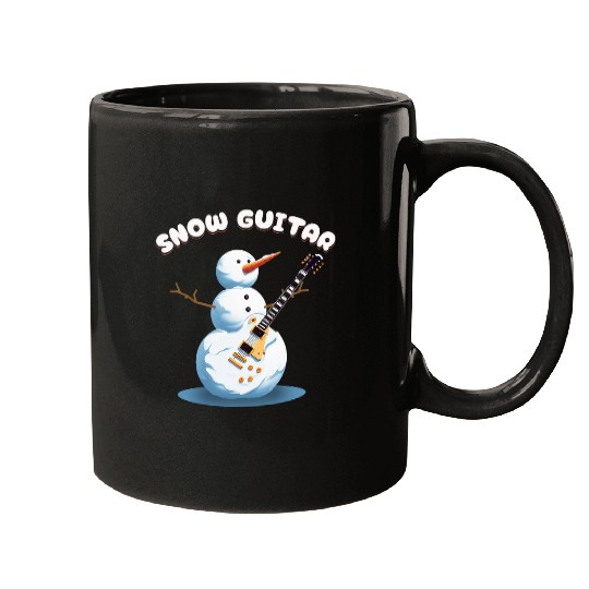 Funny Guitar Snowman Icy Christmas Rock And Roll Snow Body Guitar Mugs