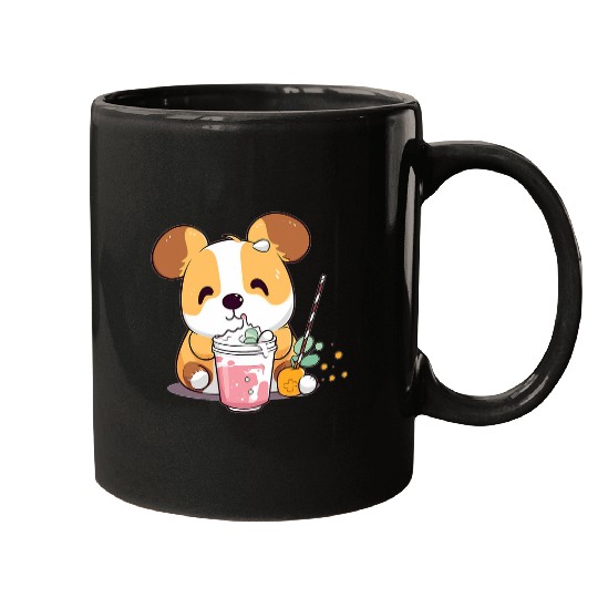Corgi Pet Boba Milk Tea Corgi Bobas Welsh Dog Puppy Bubble Tea Kawaii 3 Mugs