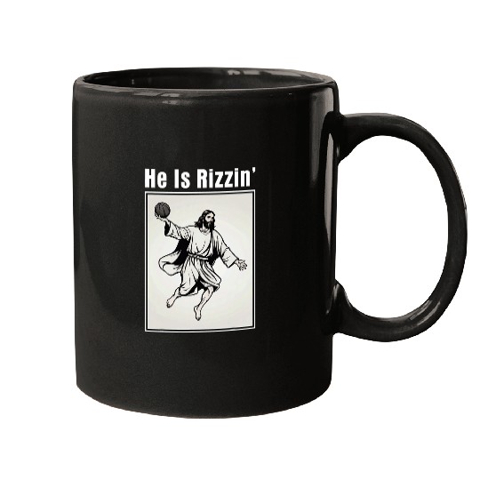 Sport Basketball He Is Risen Rizzin Funny Easter Jesus Playing Basketball 5 Mugs