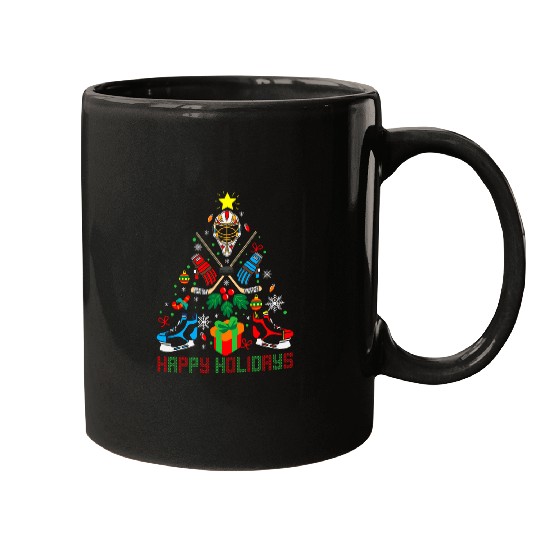 Sport Hockey Santa Hat Christmas Tree Pajama Cool Sport Xmas Mugs