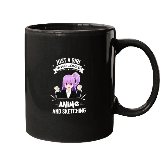 Funny Violin Just a Girl Who Loves Anime and Sketching Japan Art Violet Mugs