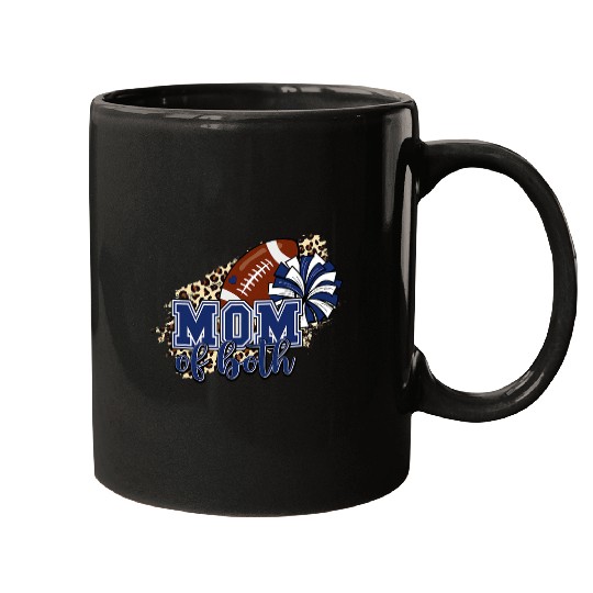 Sport American Football Mom Of Both Football And Cheer Cheerleader Leopard Cheetah Mugs