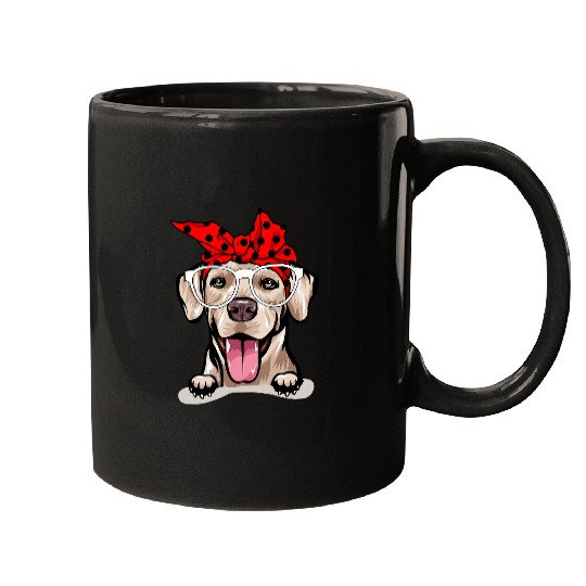 cute rhodesian ridgeback xmass red plaid headband and glasses Mugs