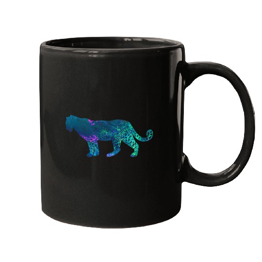 Funny Violin Cheetah Gift Violin Lover Cyan Blue Violet teal Cheetah For Animals Lover Mugs