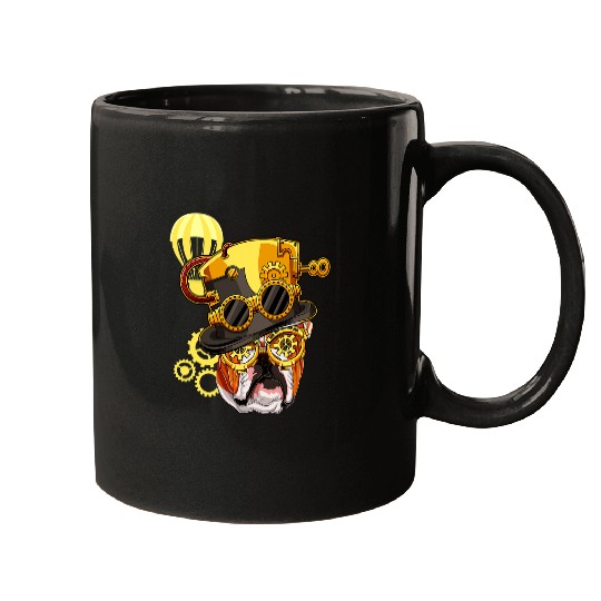 English Bulldog Pet Steampunk Gothic American Bulldog Animal Face Bulldog Lover 3 Mugs