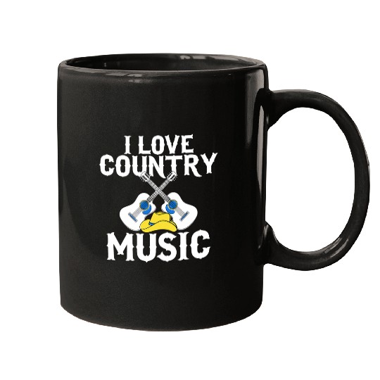 Funny Guitar Camping Camp Western I Love Country Music USA Line Dance CampFires Guitar Camper Mugs