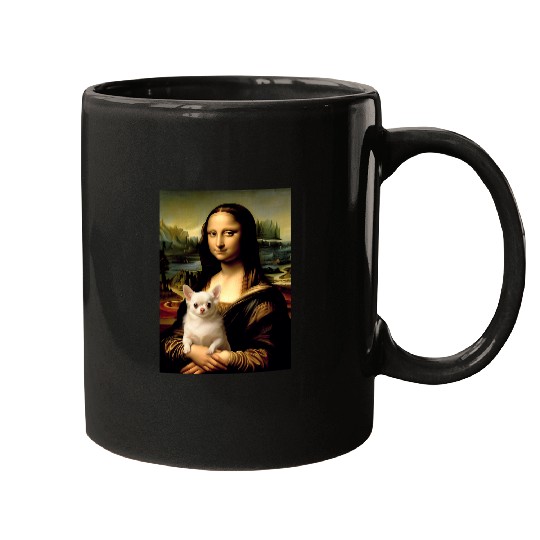 Chihuahua Pet Mona Lisa With Dog Funny Leonardo Da Vinci Chihuahua Art Mugs