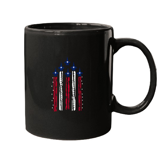 Kids American Flag Patriotic Fighter Jet Airplane Plane US Mugs