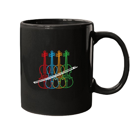 Funny Violin Vintage Colorful Violinist Violin Strings Orchestra Mugs