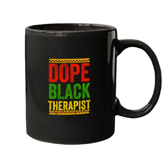 Black Pride Afrocentric Melanin for a Dope Black Therapist Mugs